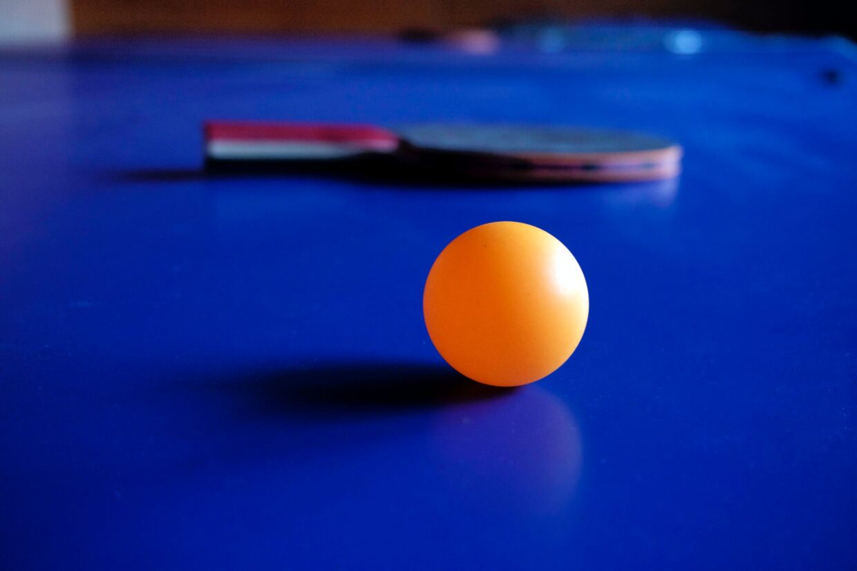 orange ping pong ball